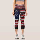 Grunge U.S.A.-Flagge Capri Leggings (Vorderseite)