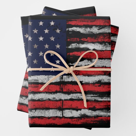 Grunge U.S.A.-Flagge Geschenkpapier Set (Beispiel)