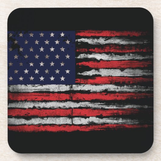 Grunge U.S.A.-Flagge Getränkeuntersetzer (Vorderseite)