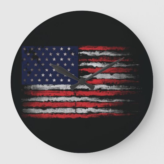 Grunge U.S.A-Flagge Große Wanduhr (Vorderseite)