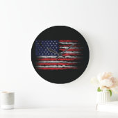 Grunge U.S.A-Flagge Große Wanduhr (Zuhause)