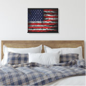 Grunge U.S.A.-Flagge Leinwanddruck (Insitu (Schlafzimmer))