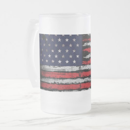 Grunge U.S.A.-Flagge Mattglas Bierglas (Vorderseite Links)