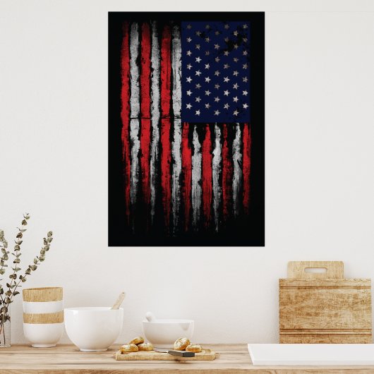 Grunge U.S.A.-Flagge Poster (Küche)