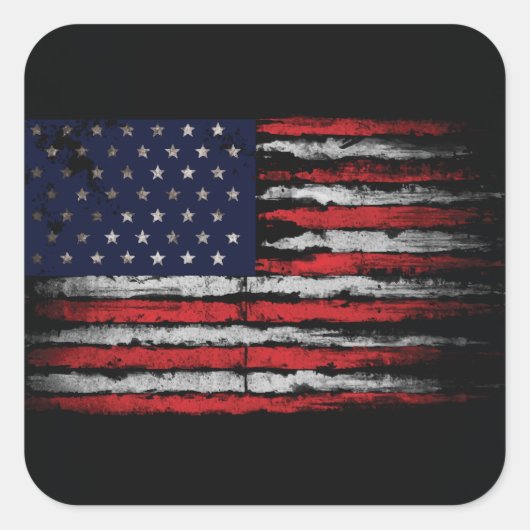 Grunge U.S.A.-Flagge Quadratischer Aufkleber (Vorderseite)