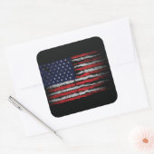 Grunge U.S.A.-Flagge Quadratischer Aufkleber (Umschlag)