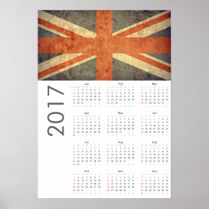 Grunge UK Flag Kalender 2017 Poster