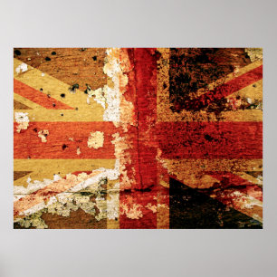 Grunge UK-Flagge auf einem alten Wandplakat Poster