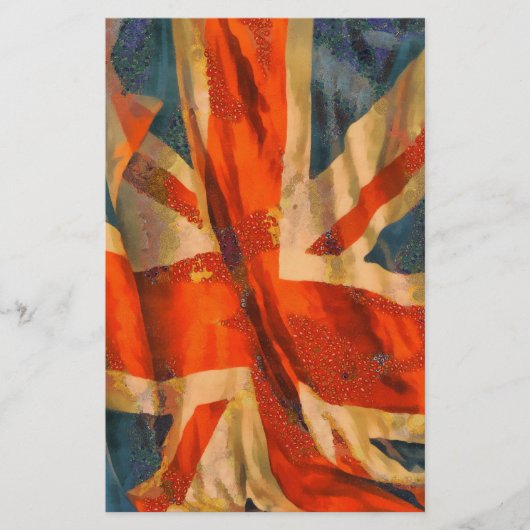 Grunge Union Jack British Flag Waving Scrapbook Briefpapier (Vorderseite)