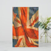 Grunge Union Jack British Flag Waving Scrapbook Briefpapier (Stehend Vorderseite)