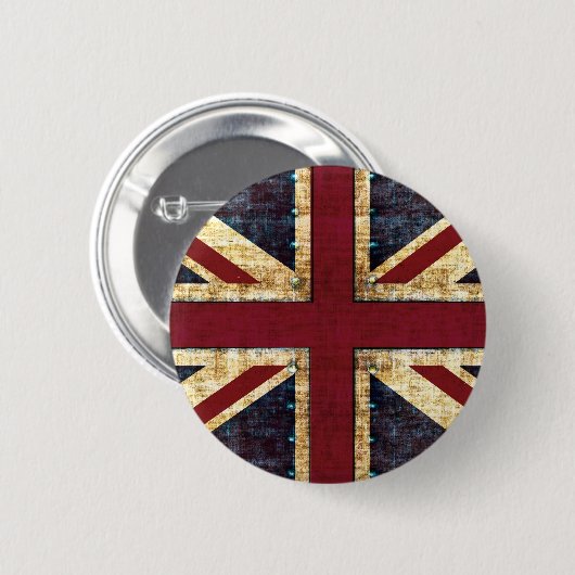 Grunge Union Jack - Klassiker Button (Vorne & Hinten)