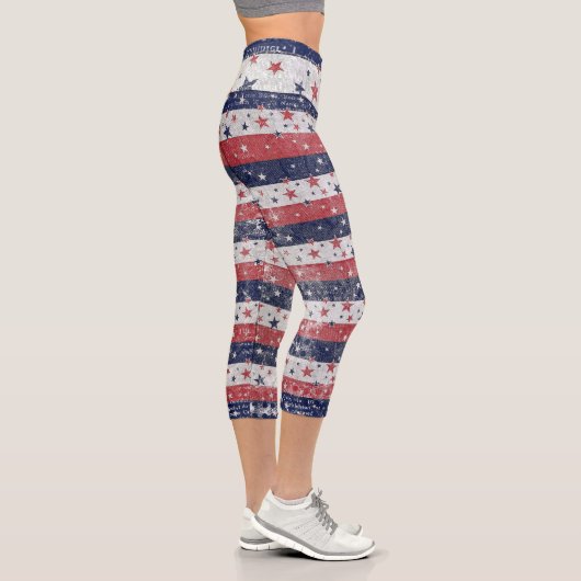 Grunge US Flagge Capri Leggings (Rechts)