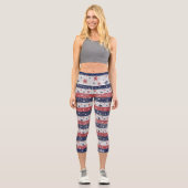 Grunge US Flagge Capri Leggings (Vorderseite)