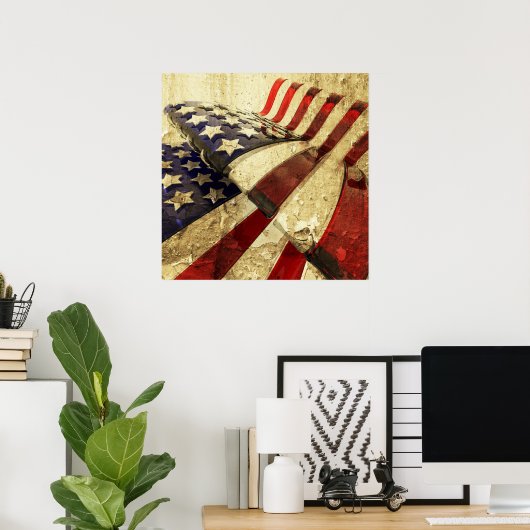 Grunge US Flagge Leinwände Poster (Heimbüro)