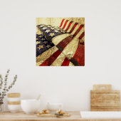 Grunge US Flagge Leinwände Poster (Küche)