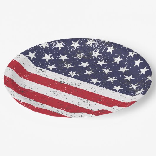 Grunge US Flagge Paper Teller (Schrägansicht)