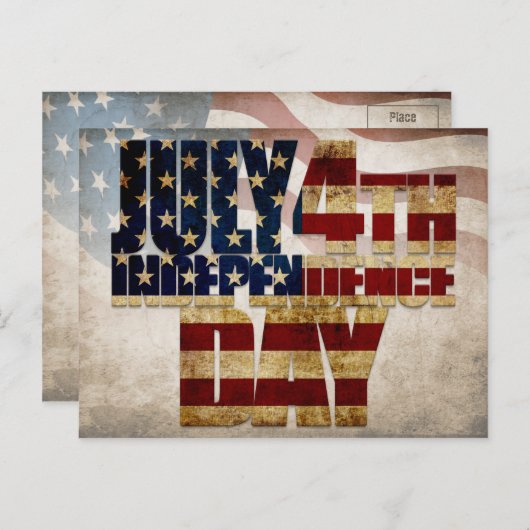 Grunge USA 4. Juli Unabhängigkeitserklärung Grafik Postkarte (Vorne/Hinten)