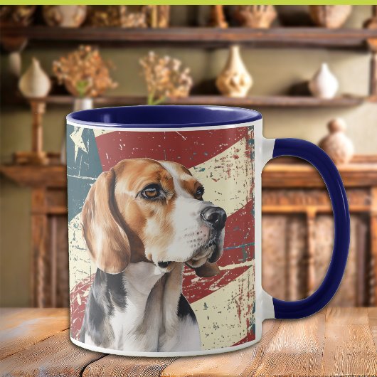 Grunge USA Flag Beagle Hound Dog Tasse
