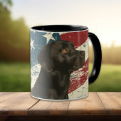 Grunge USA Flag Black Labrador Retriever Dog Tasse