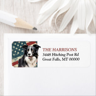 Grunge USA Flag Border Collie Dog Rücksendeadresse