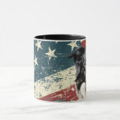 Grunge USA Flag Border Collie Dog Tasse (Zentrum)