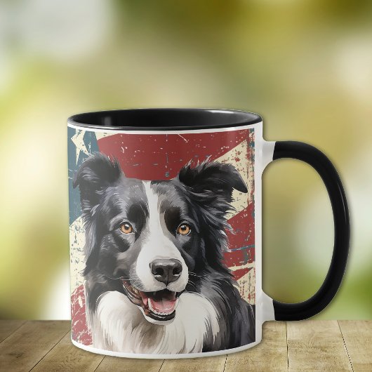 Grunge USA Flag Border Collie Dog Tasse