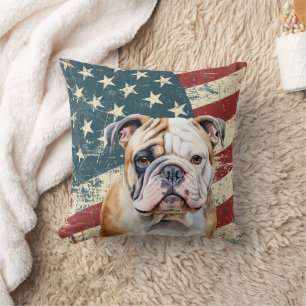 Grunge USA Flag Bulldog Kissen