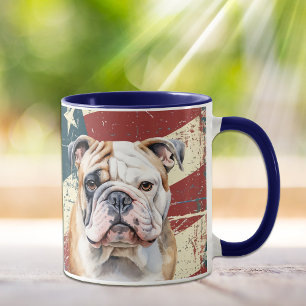 Grunge USA Flag Bulldog Tasse