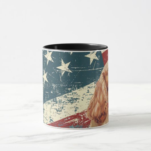 Grunge USA Flag Cocker Spaniel Dog Tasse (Zentrum)