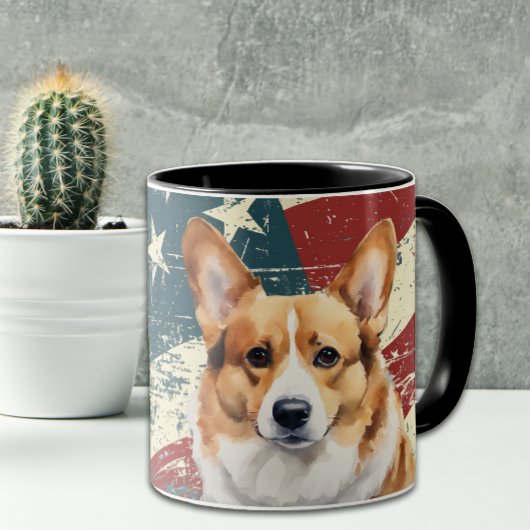 Grunge USA Flag Corgi Dog Tasse
