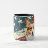 Grunge USA Flag Corgi Dog Tasse (Zentrum)