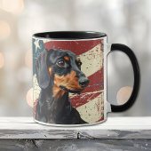Grunge USA Flag Dackel Dog Tasse