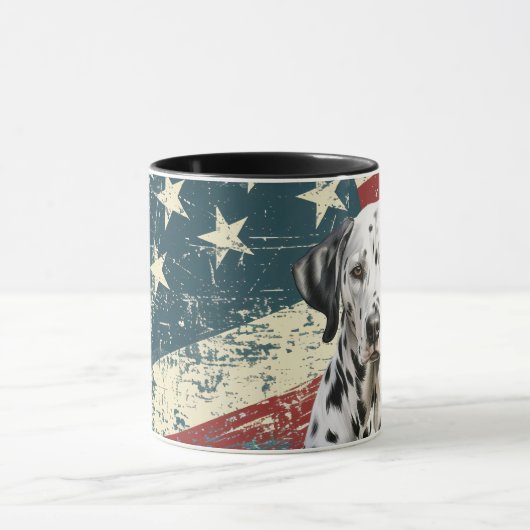 Grunge USA Flag Dalmatiner Dog Tasse (Zentrum)