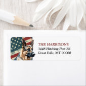 Grunge USA Flag German Shepherd Rücksendeadresse (Insitu)