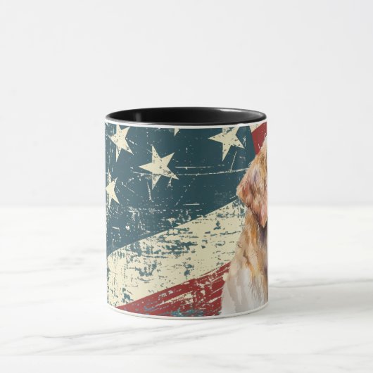 Grunge USA Flag Golden Retriever Dog Tasse (Zentrum)