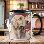 Grunge USA Flag Golden Retriever Dog Tasse
