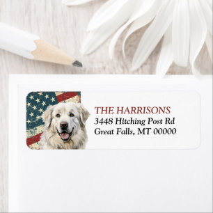 Grunge USA Flag Great Pyrenäen Dog