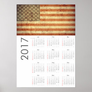 Grunge USA Flag Kalender 2017 Poster