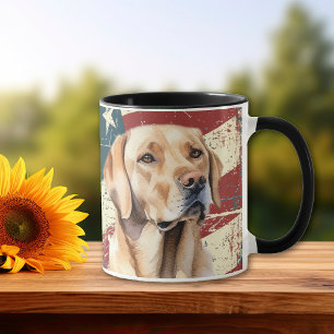 Grunge USA Flag Yellow Labrador Retriever Tasse