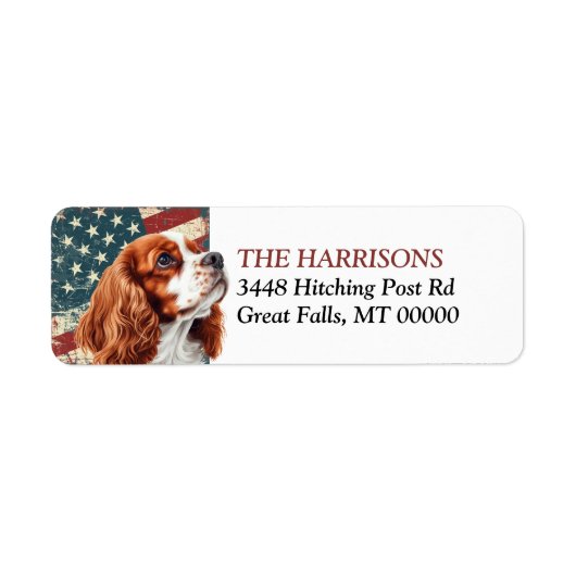Grunge USA-Flagge Spaniel Rücksendeadresse (Vorne)