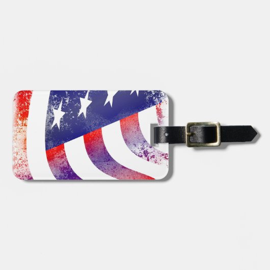 Grunge USA US Flagge Flag Gepäckträger Gepäckanhänger (Vorderseite horizontal)