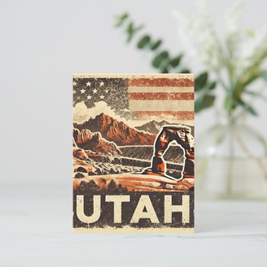 Grunge Utah Postkarte (Stehend Vorderseite)
