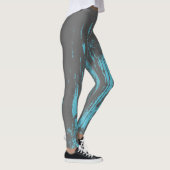 Grunge, verblasst, Aqua-Cool-Überdrucktank Leggings (Rechts)