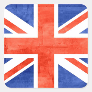 Grunge Vereinigtes Königreich Flagge Quadratischer Aufkleber