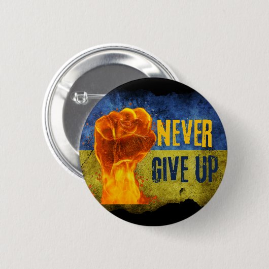 Grunge vergib nie die Ukraine mit Flammen Button (Vorne & Hinten)