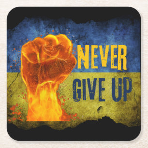 Grunge vergib nie die Ukraine mit Flammen Rechteckiger Pappuntersetzer