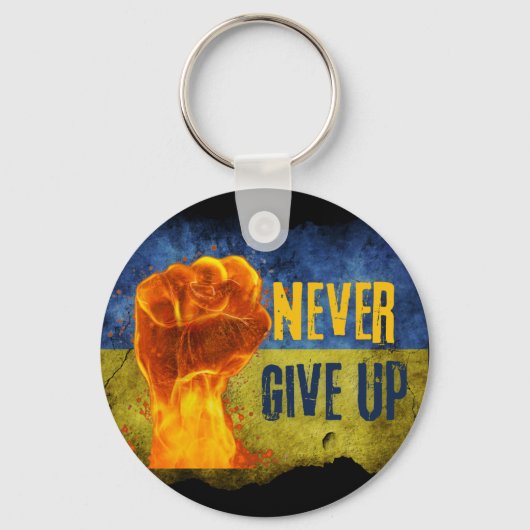 Grunge vergib nie die Ukraine mit Flammen Schlüsselanhänger (Vorderseite)
