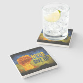 Grunge vergib nie die Ukraine mit Flammen Steinuntersetzer (Seitenansicht)