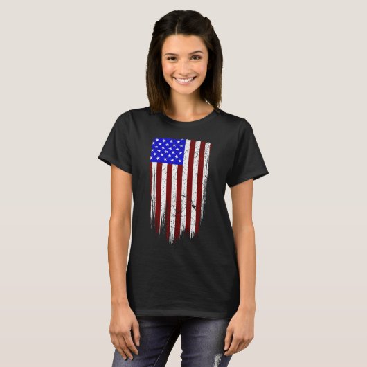 Grunge Vertical American Flag T-Shirt (Vorne ganz)
