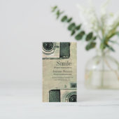 Grunge Vintag Camera Business Card Visitenkarte (Stehend Vorderseite)